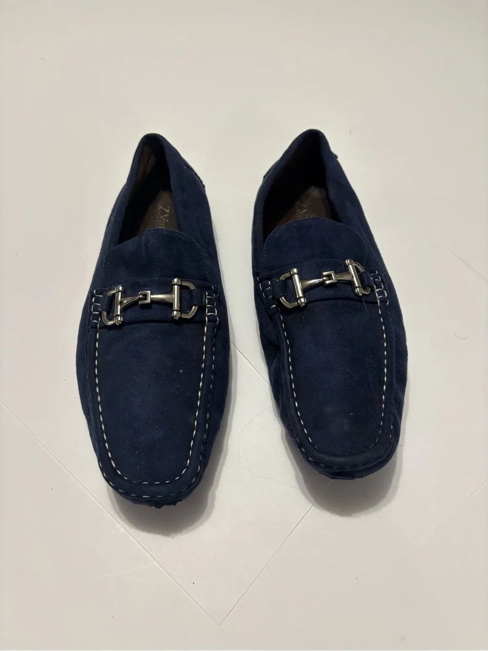 Z. Vaughn Men’s Size 10 Navy Blue Suede Horsebit Driving Loafers Slip On Moccasi